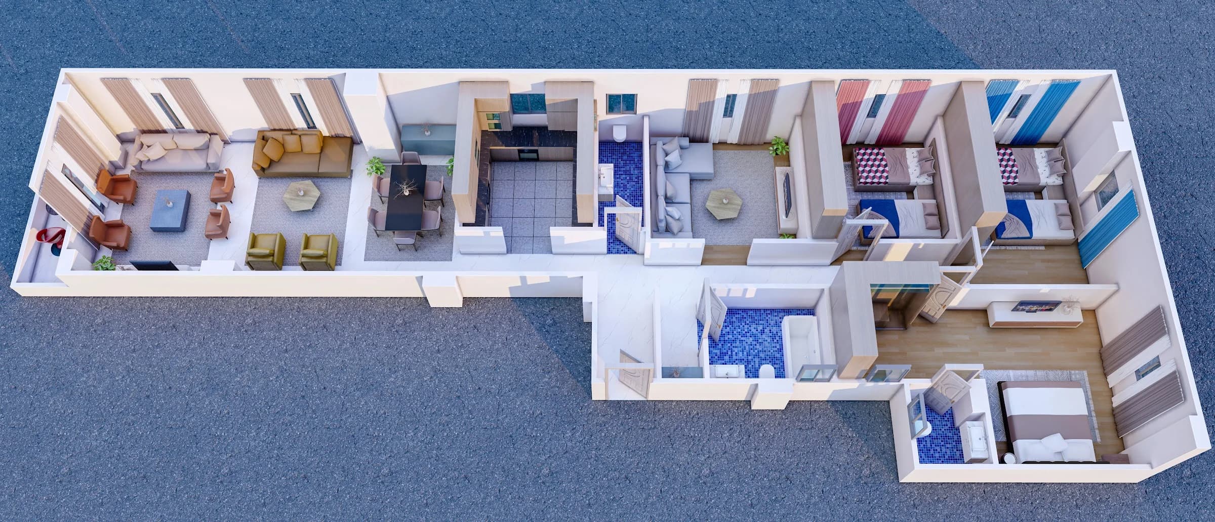 Floor plan — 242 m² 4-bedroom apartment at G85