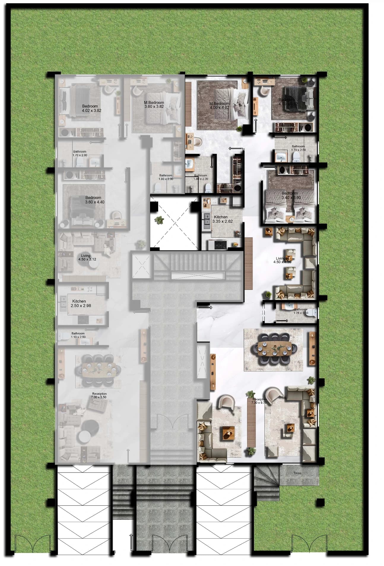 Floor plan — 248 m² 3-bedroom apartment at J83
